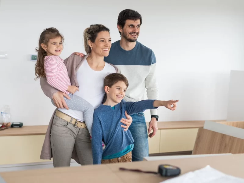 happy family in new home renovations